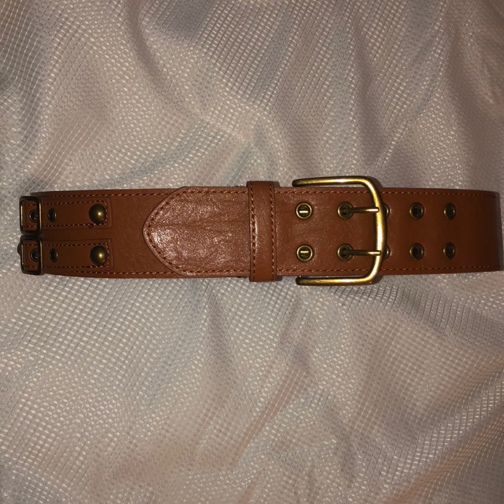 Wide cognac belt sz L